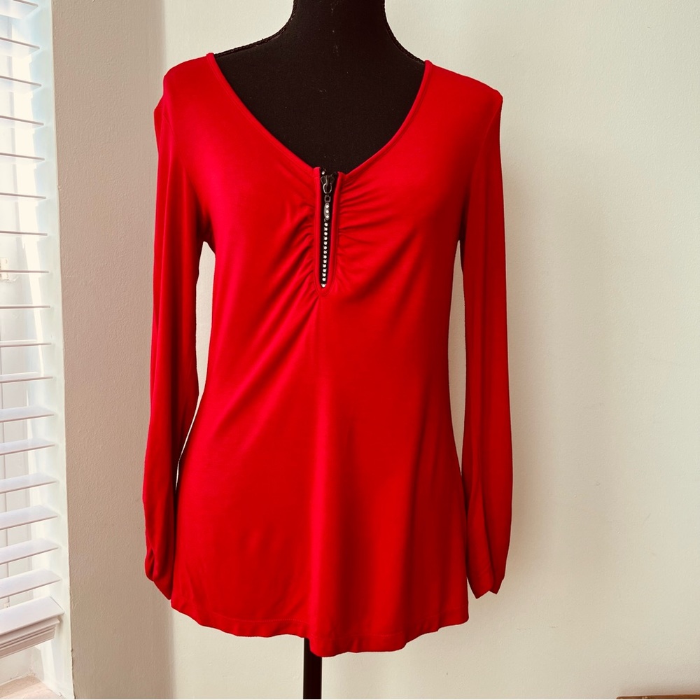 Boston Proper Rhinestone Zip Front Top